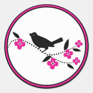 Vogel op Cherry Blossom Branch Ronde Sticker