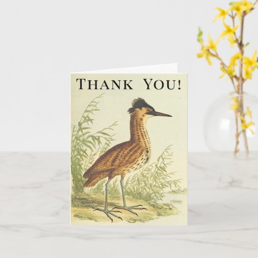 Vogel op de grond, stijl, "Dank je!" Kaart (Gele Bloem)