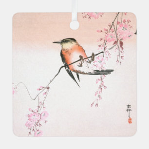 Vogel op de Wapende Cherry - Shidarezakura in koto Metalen Ornament