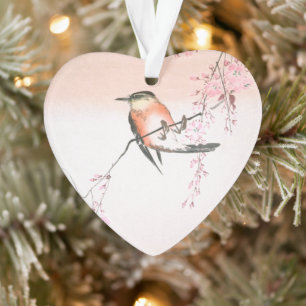 Vogel op de Wapende Cherry - Shidarezakura in koto Ornament