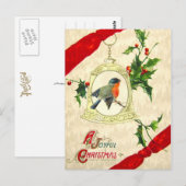 Vogel op een Bell met Holly Briefkaart (Voorkant / Achterkant)