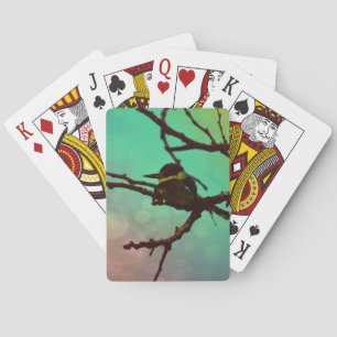 Vogel op een bijkantoor - Aqua N roze Pokerkaarten