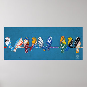 Vogel op een Bord met een wirespeed Poster