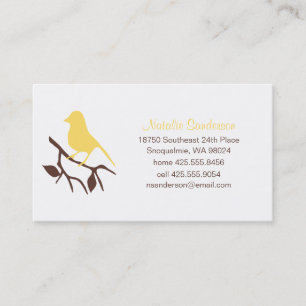 Vogel op een Branch Calling Card Contactkaartje