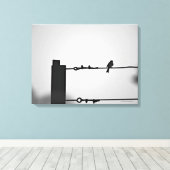 Vogel op een drager canvas afdruk (Insitu (Houten vloer))