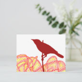 Vogel op een filiaal briefkaart (Staand voorkant)
