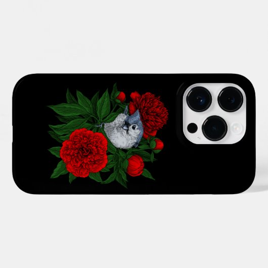 Vogel op een rood pioenboeket Case-Mate iPhone case (Achterkant (horizontaal))
