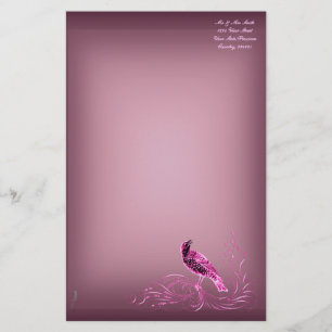 Vogel op een scrol (roze) briefpapier