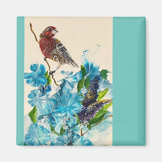 Vogel op een takmagneet magneet (Voorkant)