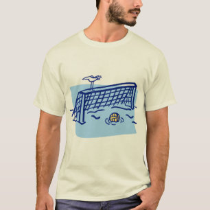 Vogel op een waterpologodoel t-shirt