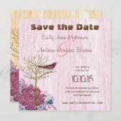 vogel op het HoutGrain-huwelijk sparen de datum Save The Date (Voorkant / Achterkant)