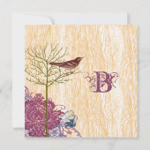 vogel op het HoutGrain-huwelijk sparen de datum Save The Date (Achterkant)