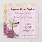  vogel op het HoutGrain-huwelijk sparen de datum Save The Date (Voorkant / Achterkant)