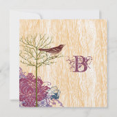  vogel op het HoutGrain-huwelijk sparen de datum Save The Date (Achterkant)