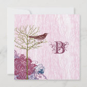  vogel op het HoutGrain-huwelijk sparen de datum Save The Date (Achterkant)