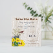 vogel op het HoutGrain-huwelijk sparen de datum Save The Date (Staand voorkant)