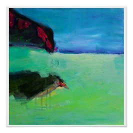 Vogel op het strand 20x20 glanzend poster perfect poster