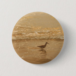 Vogel op het strand ronde button 5,7 cm