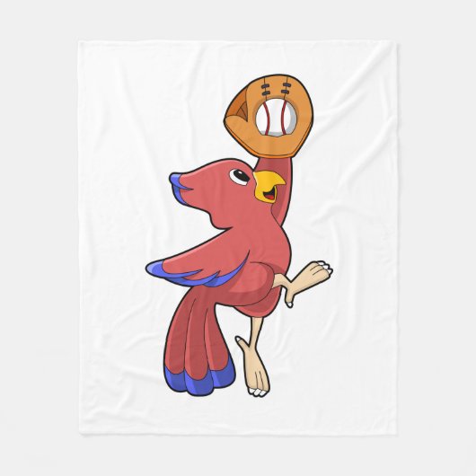Vogel op honkbal met honkbalhandschoen fleece deken (Voorkant)