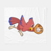 Vogel op honkbal met honkbalhandschoen fleece deken (Voorkant (Horizontaal))
