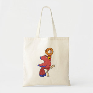 Vogel op honkbal met honkbalhandschoen tote bag