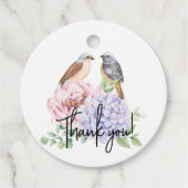 Vogel op Hydrangea Branch en Peony Wedding Bedankjes Labels (Voorkant)