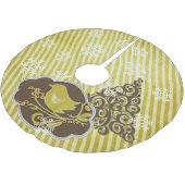 Vogel op Olijfstreep Holiday Tree Rok Kerstboom Rok (Gekanteld)