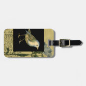 Vogel op zwarte en  achtergrond bagagelabel (Voorkant horizontaal)