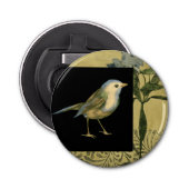Vogel op zwarte en  achtergrond button flesopener (Voorkant)