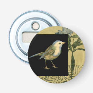 Vogel op zwarte en achtergrond button flesopener