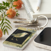 Vogel op zwarte en achtergrond sleutelhanger (Voorkant Rechts)