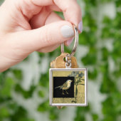 Vogel op zwarte en  achtergrond sleutelhanger (Hand)