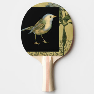 Vogel op zwarte en achtergrond tafeltennisbatje