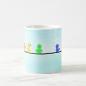 Vogel regenboog op een draad koffiemok (Center)