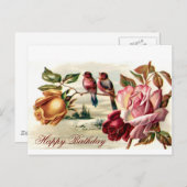  Vogel Rozen Verjaardag Briefkaart (Voorkant / Achterkant)