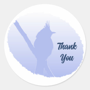 Vogel Silhouet Lichtblauw Dank Je Ronde Sticker