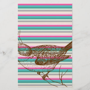 vogel tak dieren natuur kleurrijk patroon kunst briefpapier