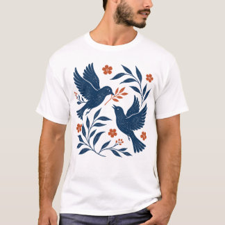 Vogel Thema Retro Botanische Vogels Boho Vintage T-shirt