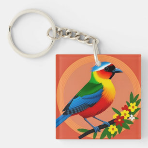 🌸 Vogel Tussen Bloemen Natuur geïnspireerd ontwer Sleutelhanger