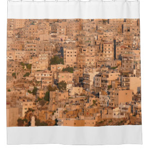 Vogel uitzicht op Arabische stad. Amman. Jordanië. Douchegordijn