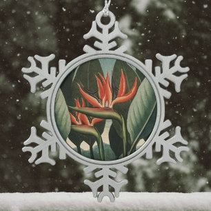  vogel van de Botanische tempel van Flora van het  Tin Sneeuwvlok Ornament