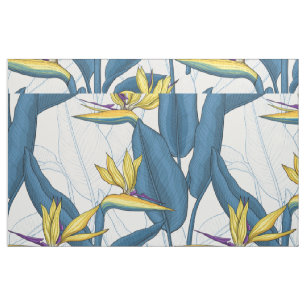 Vogel van de paradijsbloemen op wit stof
