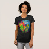 Vogel van de Paradise-bloem - gemanipuleerde kunst T-shirt (Voorkant volledig)