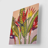 Vogel van de Paradise Flowers Vierkante Klok (Hoek)