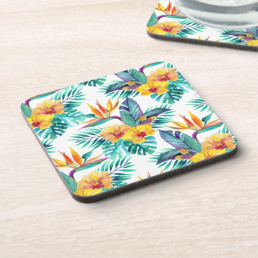 Vogel van het paradijs en het orchidee bier onderzetter (Linkerzijde)