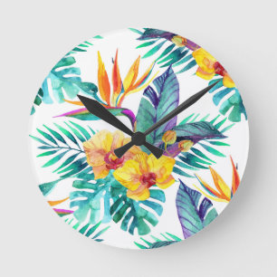 Vogel van het paradijs en het orchidee ronde klok