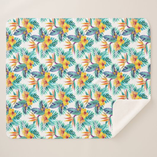 Vogel van het paradijs en het orchidee sherpa deken (Voorkant (horizontaal))