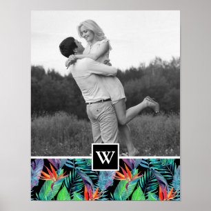 Vogel van het paradijs Foto en Initiaal toevoege Poster