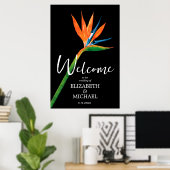 Vogel van het paradijs op Black Wedding Welcome Poster (Thuiskantoor)