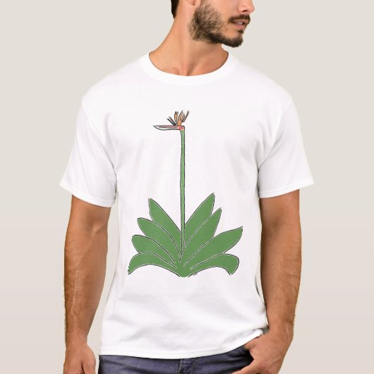 Vogel van het paradijs van Cartoon Plant en bloem T-shirt (Voorkant)